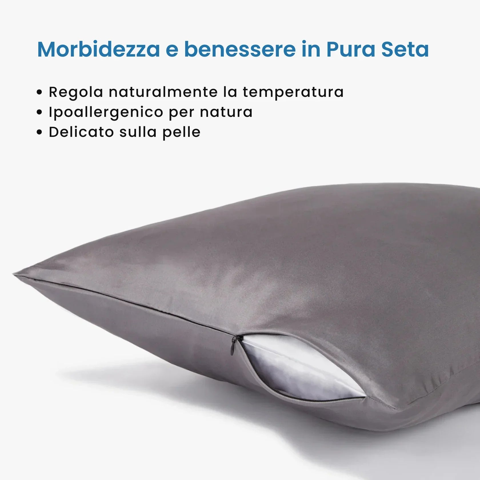 Federa Premium 100% Seta - Grigio scuro