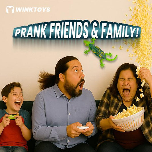 Wall Crawler Gecko, Winktoys Remote Control Toy, Electric Lizard Toy with LED Glowing Eyes, 360° Spin, Animal Toy