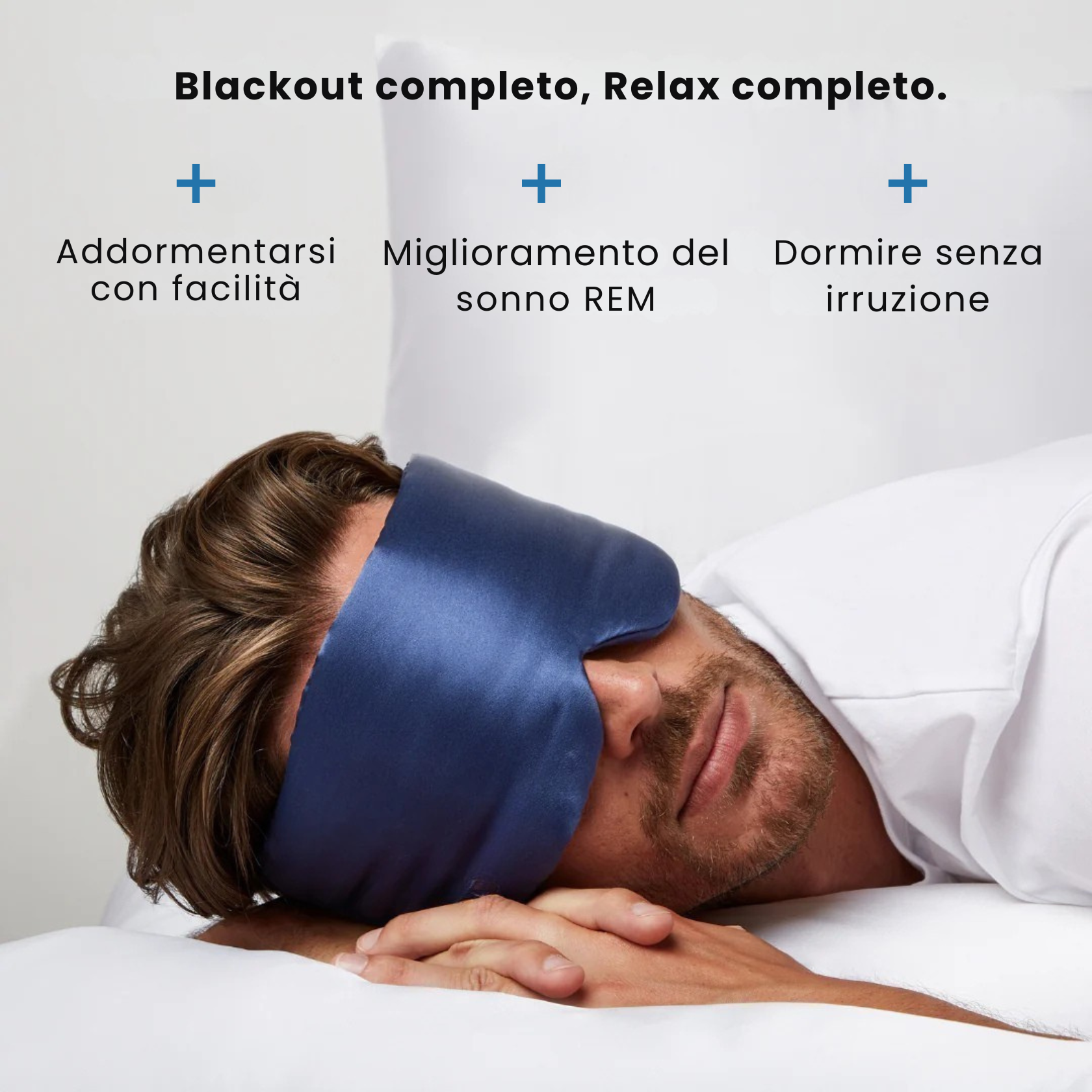 Maschera per Dormire in 100% Seta Blu