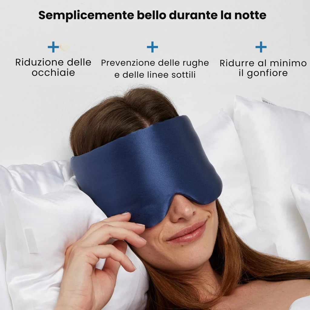 Maschera per Dormire in 100% Seta Blu