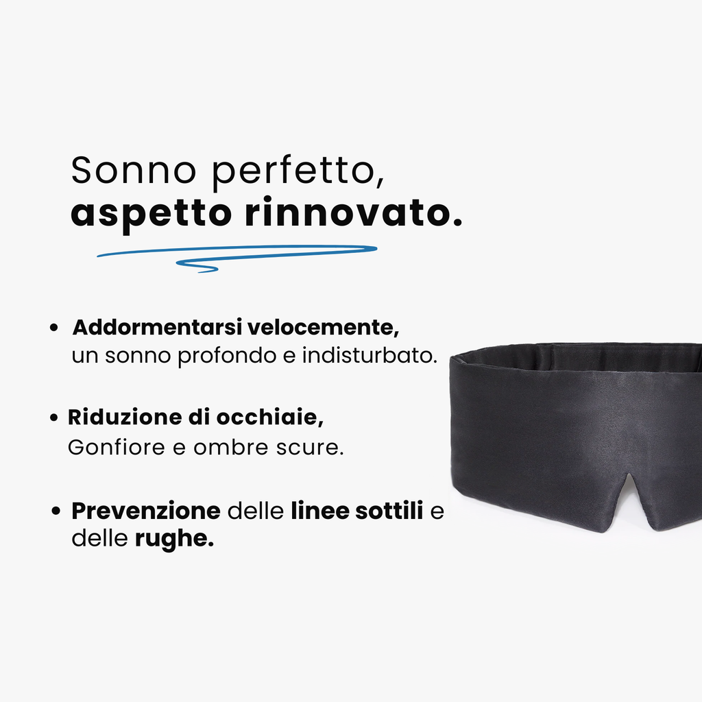Maschera per Dormire in 100% Seta  Nero
