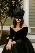 Black Raven Crow Mask – Handmade Gothic Masquerade Costume Accessory