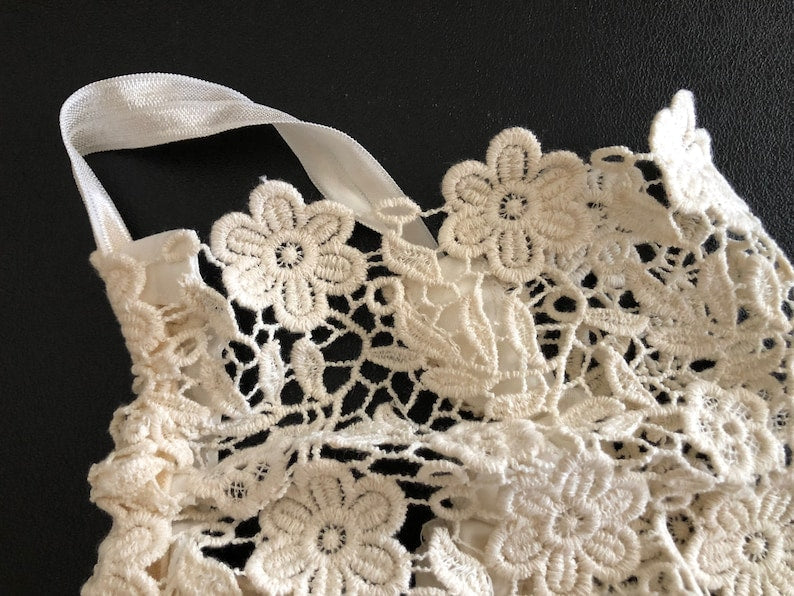 Reusable Natural Color Cotton Lace See Through Face Cover 54
