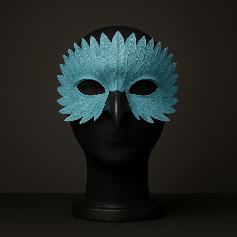 Owl Feather Beak Mask – Handmade Masquerade Bird Costume Accessory