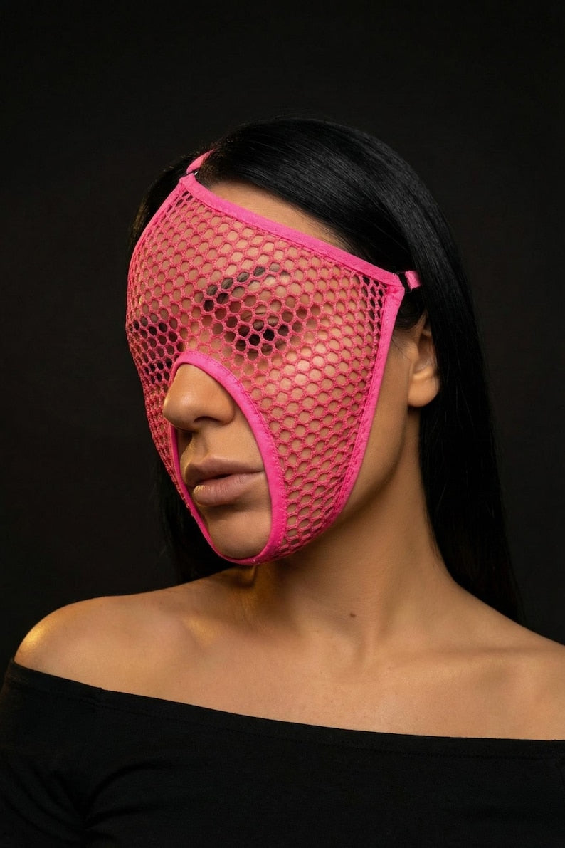 Handmade Black Mesh Rave Mask 69